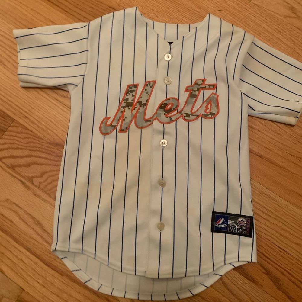 Majestic Mets Kids Jersey with Blue Stripes